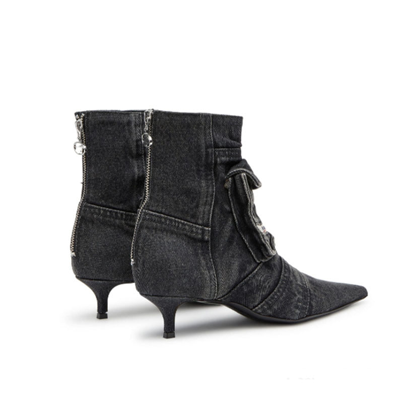 Femme Denim Ankelstøvler med unikt foldet design Stilla