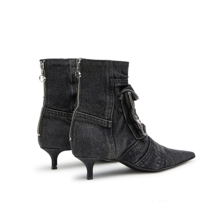 Femme Denim Ankelstøvler med unikt foldet design Stilla