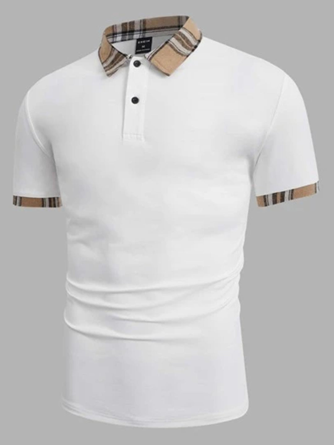 Herrer Poleret Fritids Poloshirt med markant ternet krave Stilla