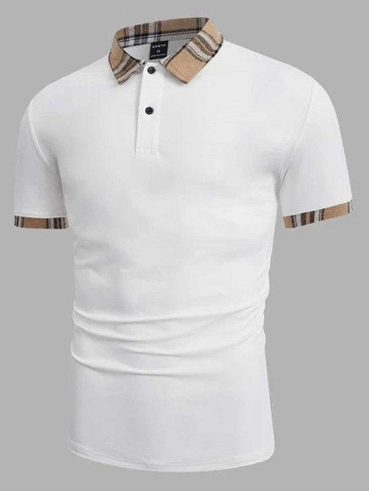 Herrer Poleret Fritids Poloshirt med markant ternet krave Stilla