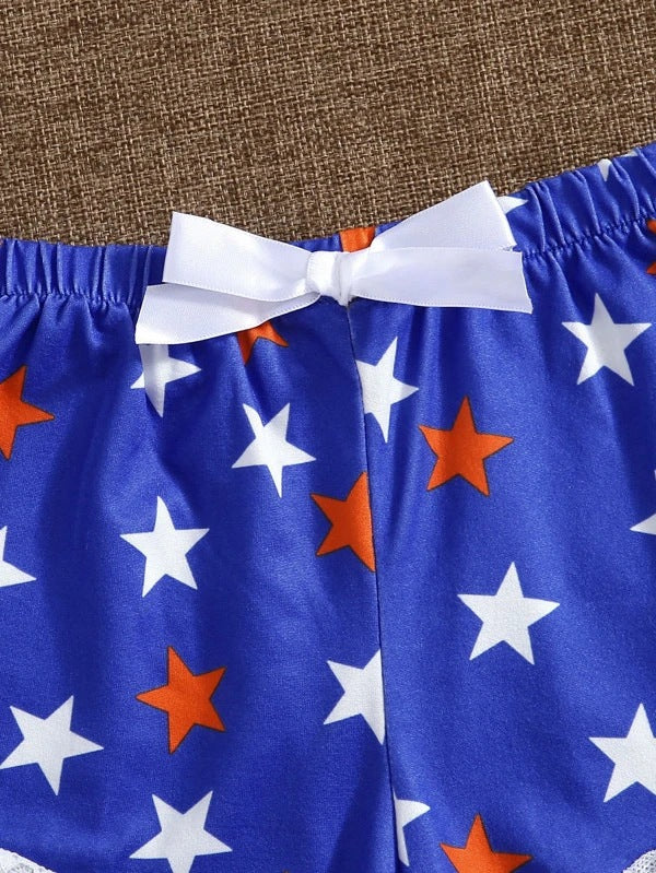 Dame-spids-Bralette og stjernetrykt shorts-sæt Stilla