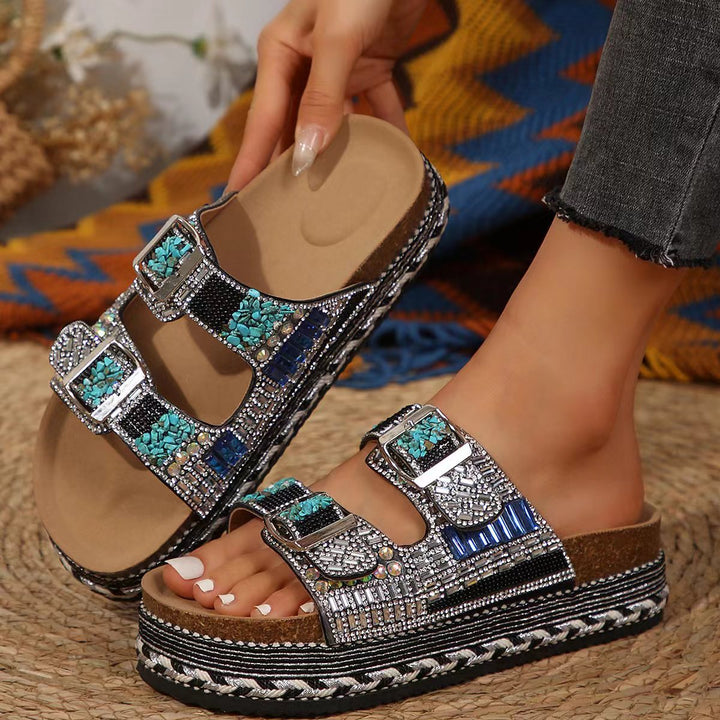 Dame luksus-sandaler med elegante dekorative elementer og skridsikker sål Stilla