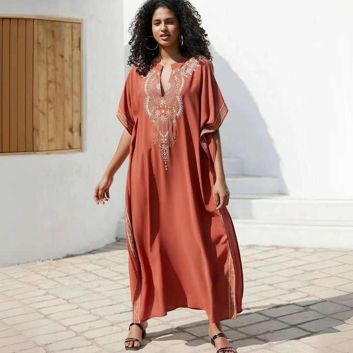 Dame Kaftan med kunstnerisk broderi og elegant snit Stilla