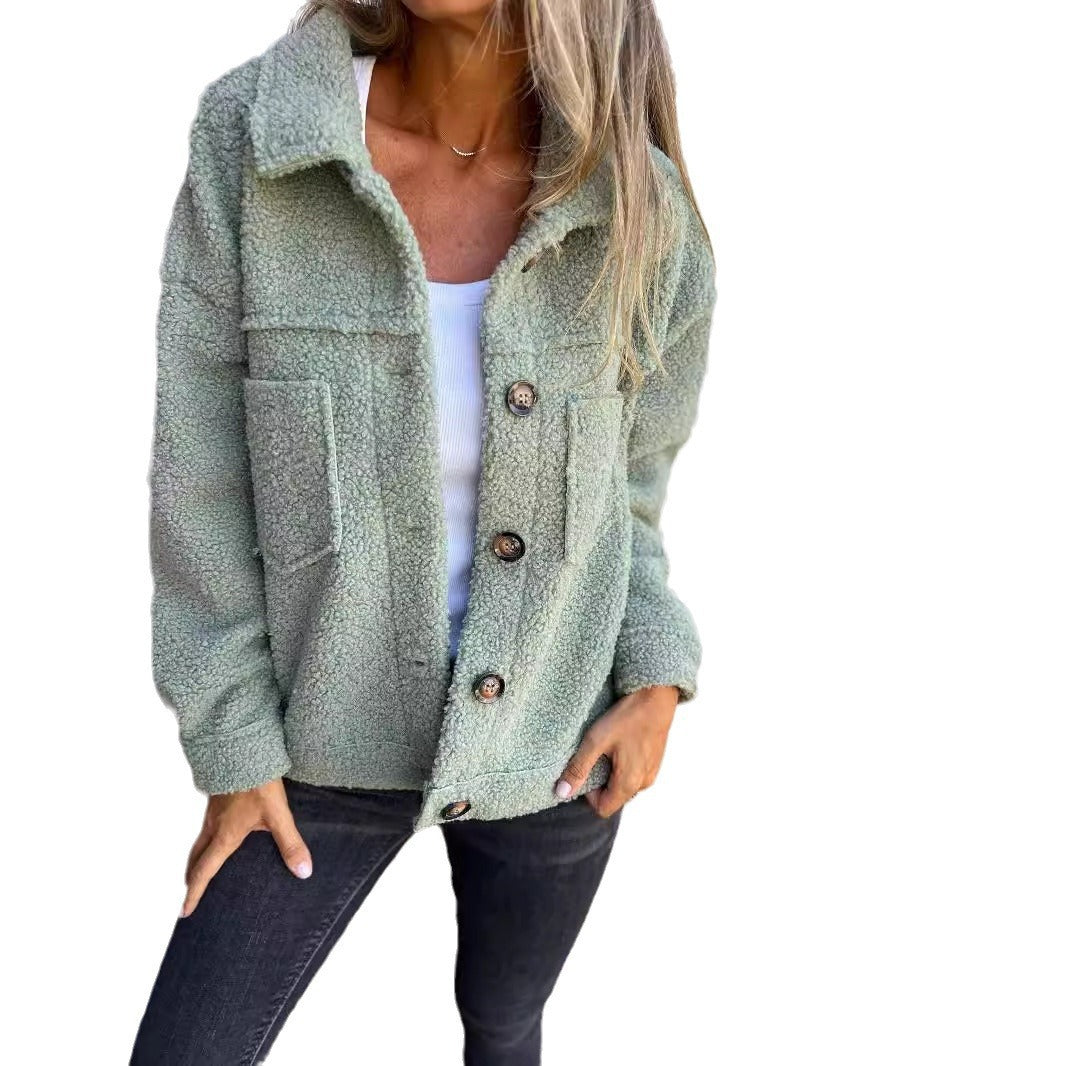 Femme Cozy Fleece Knaplukning Jakke Stilla