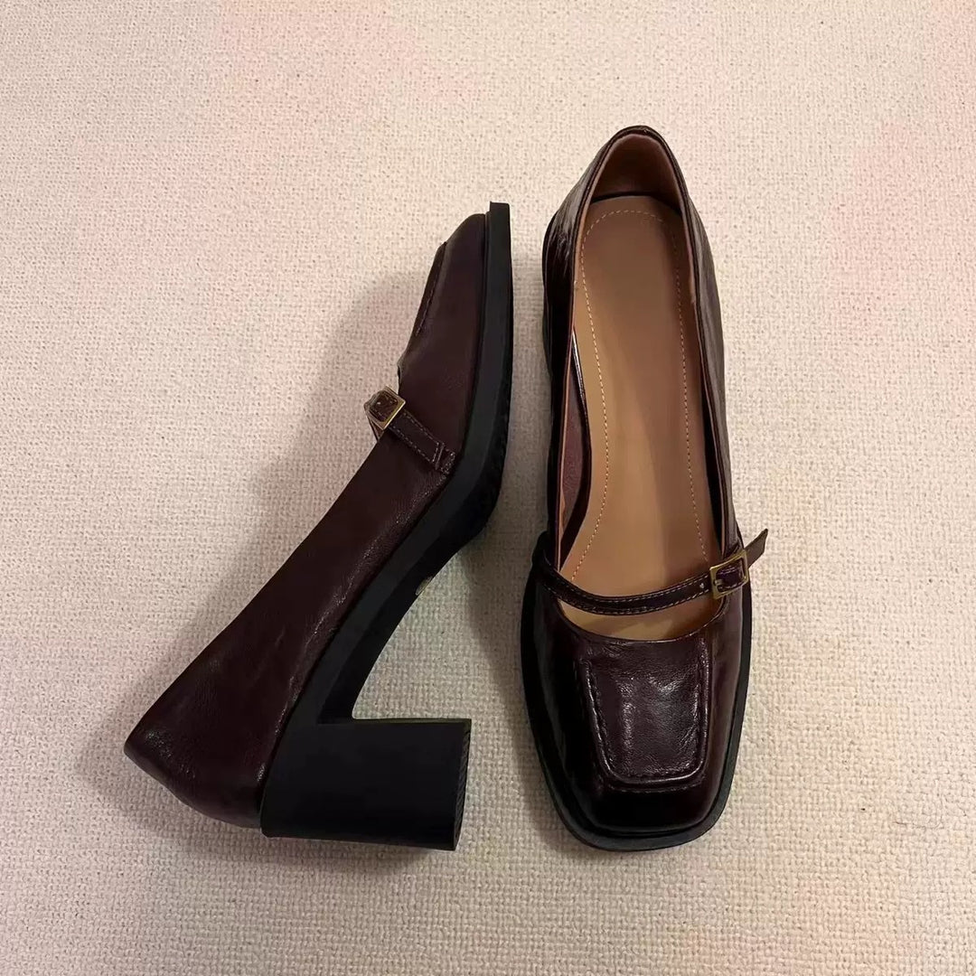 Kvinder Chunky Heel Mary Jane Pumps med justerbar rem Stilla