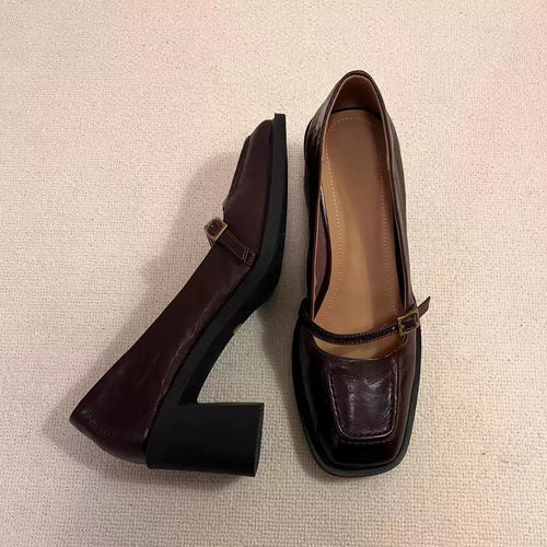 Kvinder Chunky Heel Mary Jane Pumps med justerbar rem Stilla