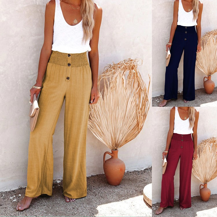 Dame Bred Culotte med afslappet Knapdesign Stilla