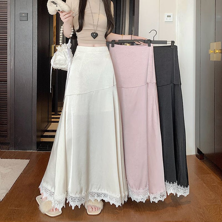 Femme Boho-stil maxi-nederdel med spidskant Stilla