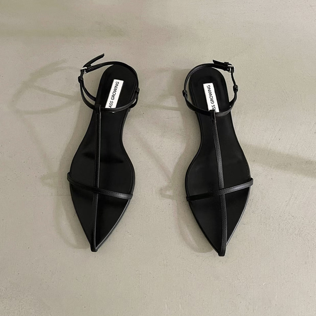 Dame Minimalistiske Spidsede Slingback Ballerinaer med Elegant Rem-Detalje Stilla