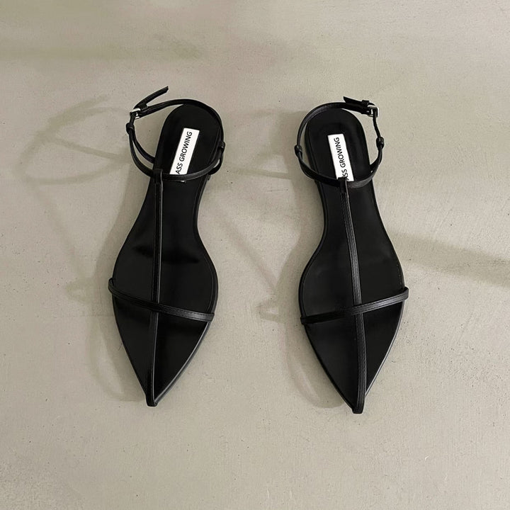 Dame Minimalistiske Spidsede Slingback Ballerinaer med Elegant Rem-Detalje Stilla
