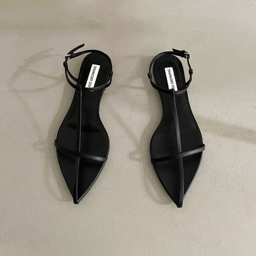 Dame Minimalistiske Spidsede Slingback Ballerinaer med Elegant Rem-Detalje Stilla