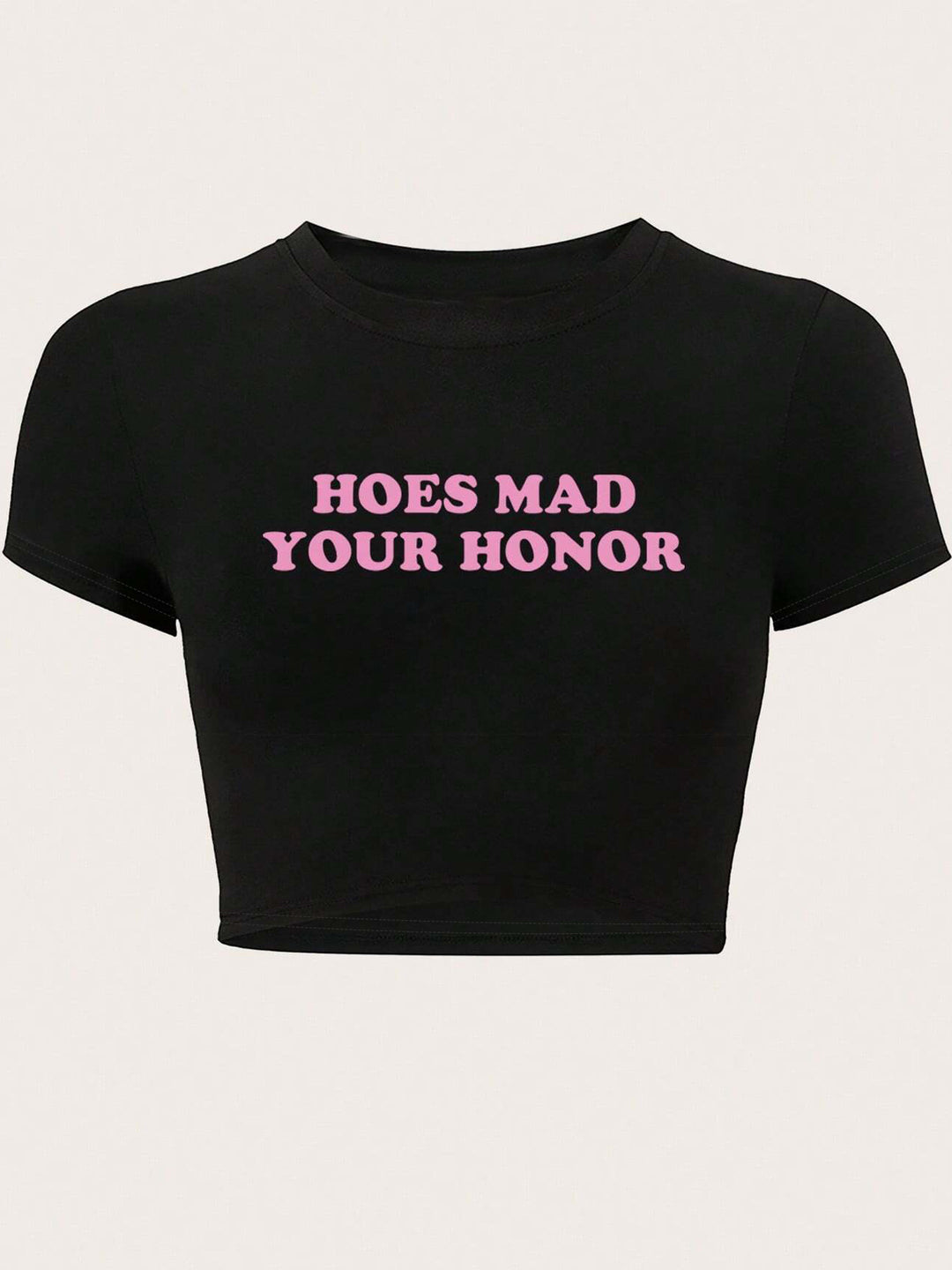 Dame Crop-T-shirt med inspirerende tryk og tætsiddende pasform Skovae