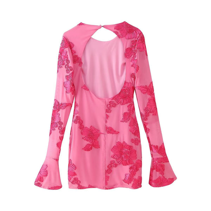 Femme Sheer Broderet Bluse med Bølgeærmer Stilla