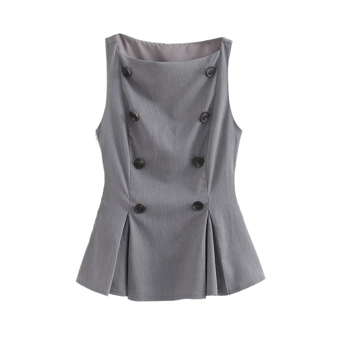 Dame Tailored Peplum-bluse med knapdetalje Stilla