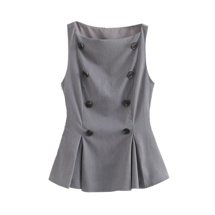 Dame Tailored Peplum-bluse med knapdetalje Stilla