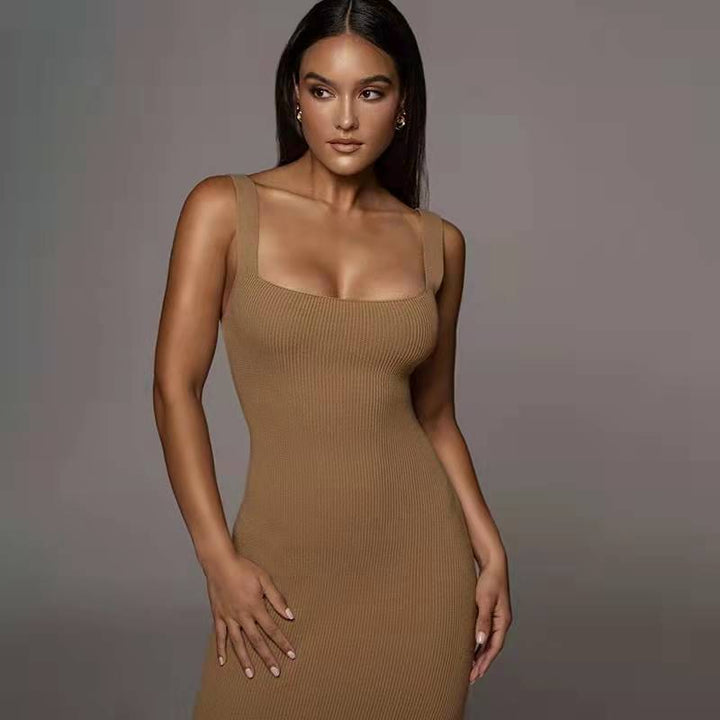 Dame Bodycon Maxikjole med skulderfri spids og elegant silhuet Stilla