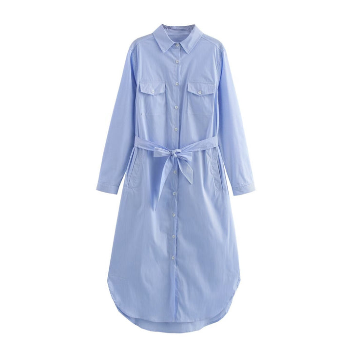 Femme Button-Up Utility Kjole med justerbar snor i taljen Stilla
