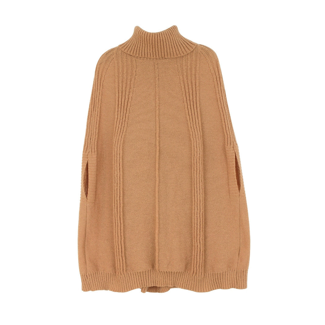 Dame strik poncho med høj hals og struktureret design Stilla