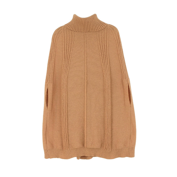 Dame strik poncho med høj hals og struktureret design Stilla