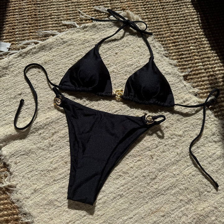Dame Bikini-sæt med glamorøs guld-detalje og justerbare stropper Stilla