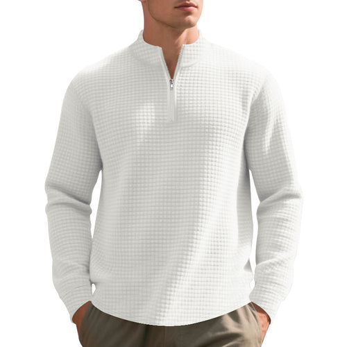 Herren fritid fleece sweater med moderne ståkrave og halv lynlås Stilla