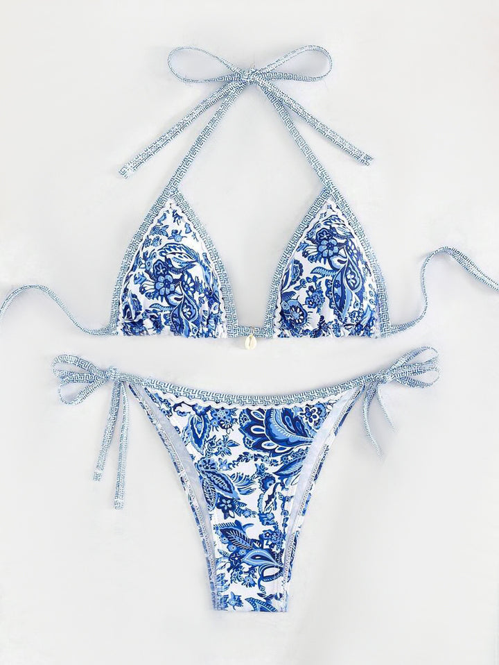 Dame triangel-bikini med detaljeret floral-design Skovae