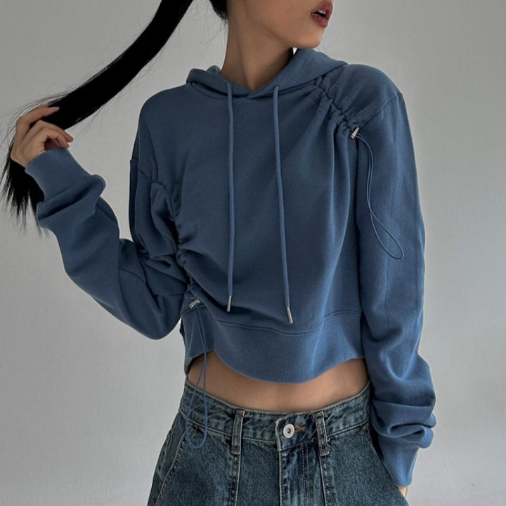Kvinders cropped hoodie med justerbar snor Stilla