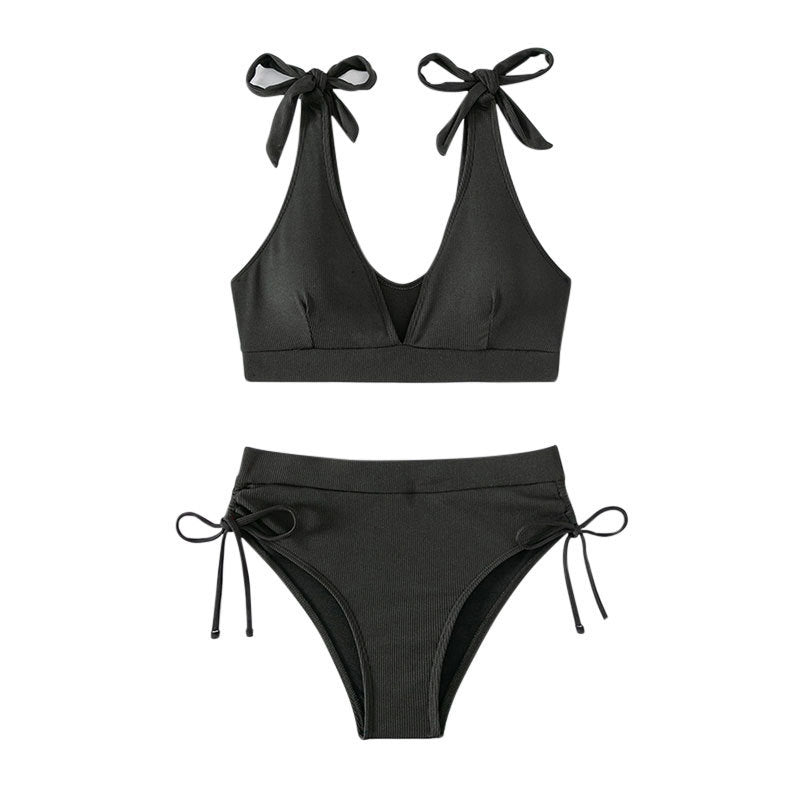 Dame bikini-sæt med rynket dyb V-udskæring og justerbare stropper Stilla