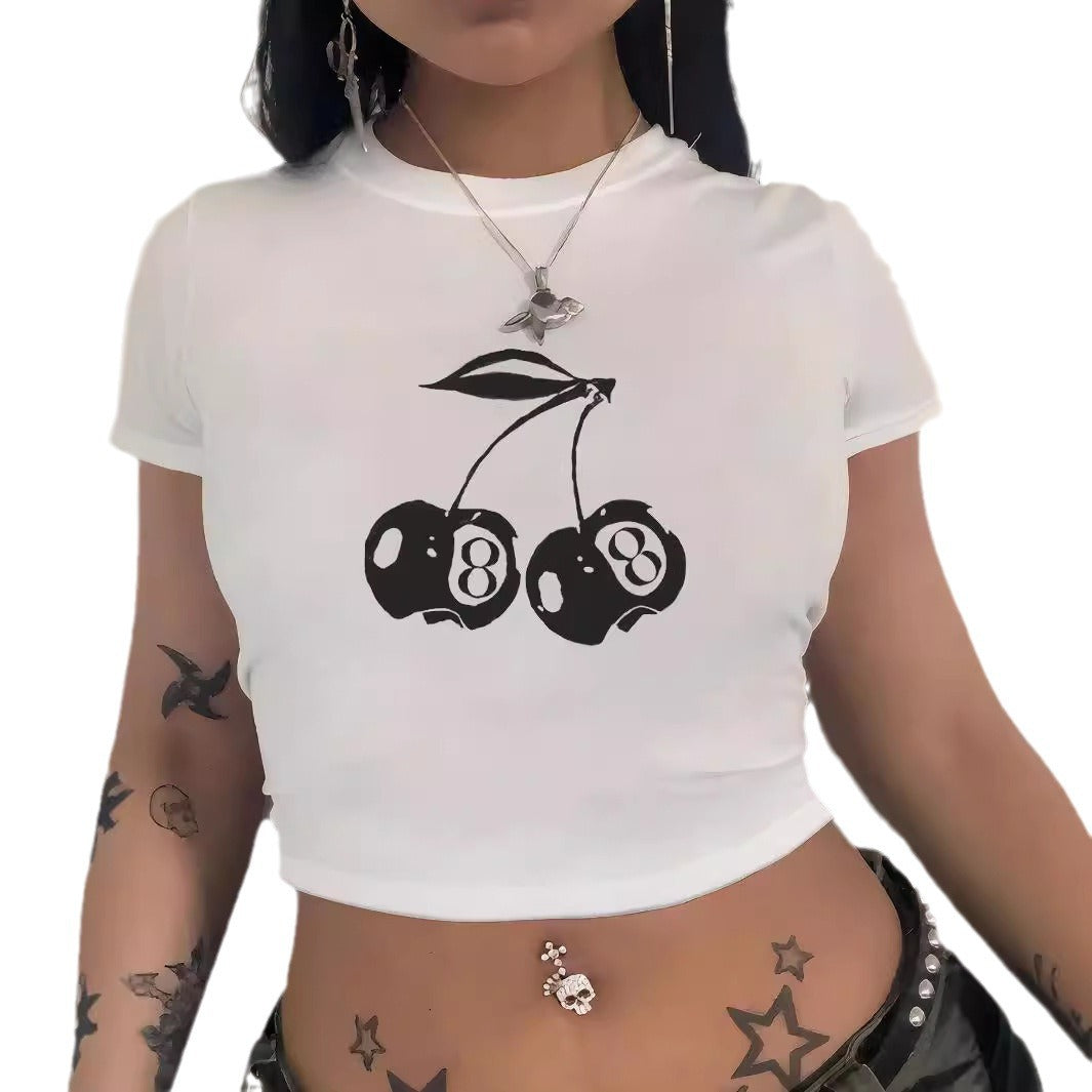 Dame Crop-T-shirt med kreativ telefon-design Skovae