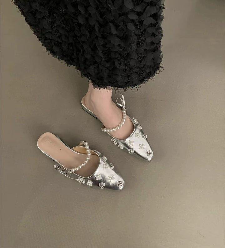 Femme Elegante Perleudsmykkede Slingback Mules Stilla