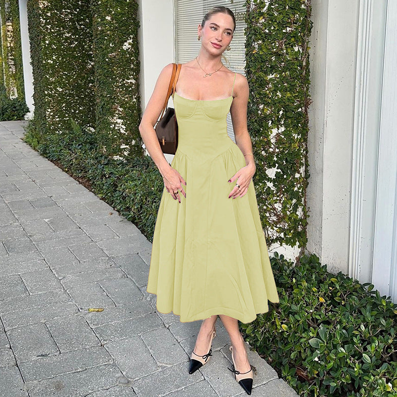 Dame Maxi-kjole med elegant bustier-overdel og flydende nederdel Skovae