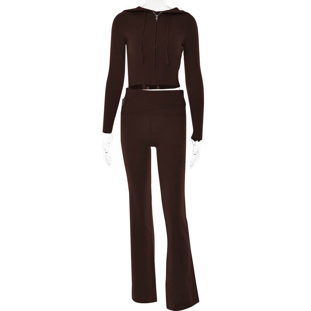 Femme Cropped Zip-Up Fitness Hoodie Sæt Stilla