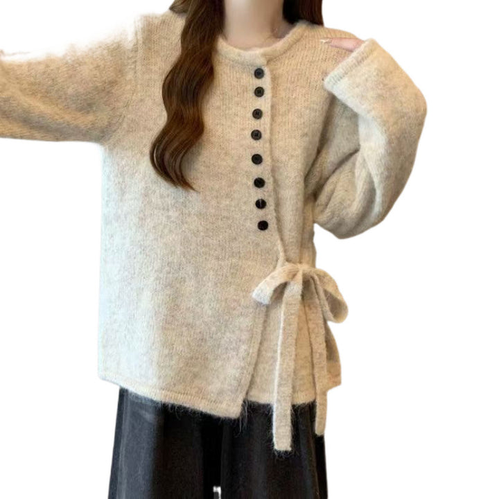 Kvinders stilfulde cardigan med fashionable knapdetaljer og bælte Stilla