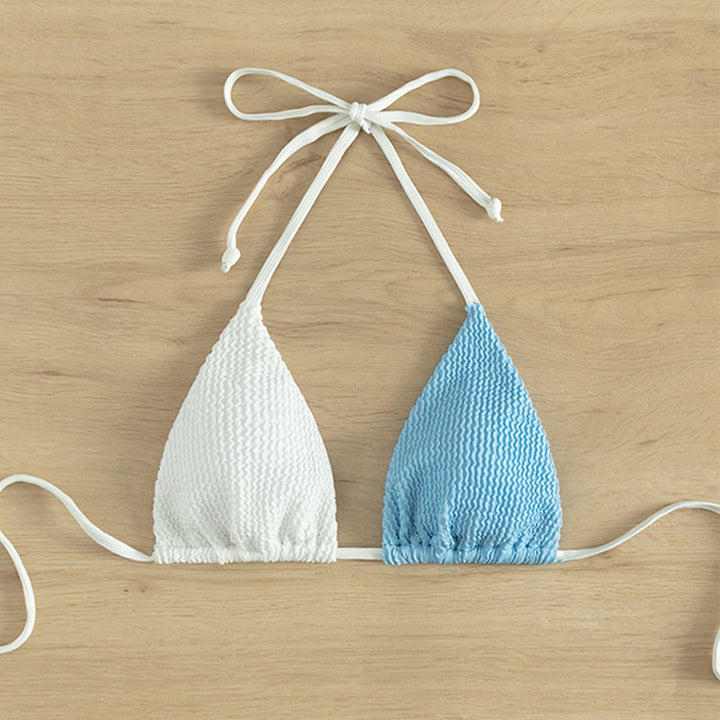 Dame triangel-bikinioberdel med justerbare snøre detaljer og elastisk materiale Stilla