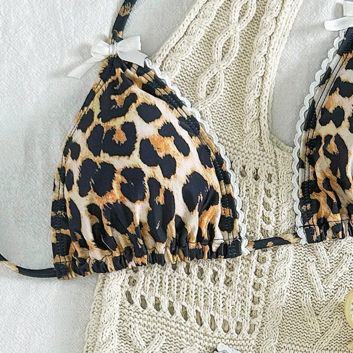 Damer moderne skåret bikini-sæt med slangemønster Skovae