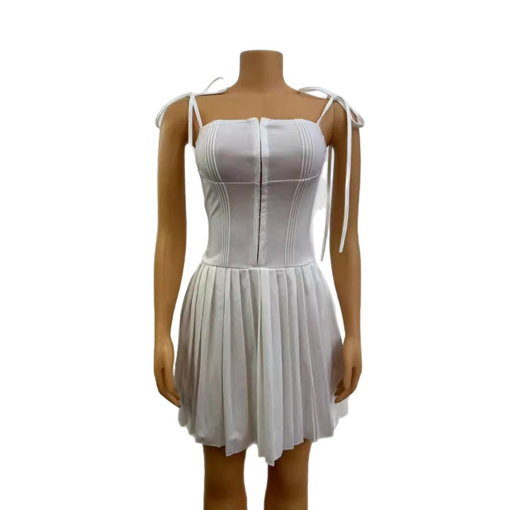 Dame Neckholder Minikjole med plisseret ned cropped top Skovae