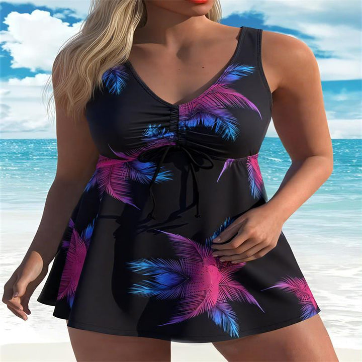 Dame Tankini-top med blomstret design og figurspillende snit Skovae