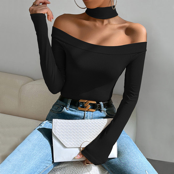 Kvinders off-shoulder langærmet top med elegant knudedesign Stilla