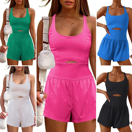 Dame Sporty jumpsuit med figursyet snit og dyb udskæring Skovae