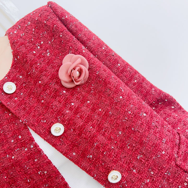 Dame Elegant Tweedjakke med dekorative knapper og mode detaljer Stilla