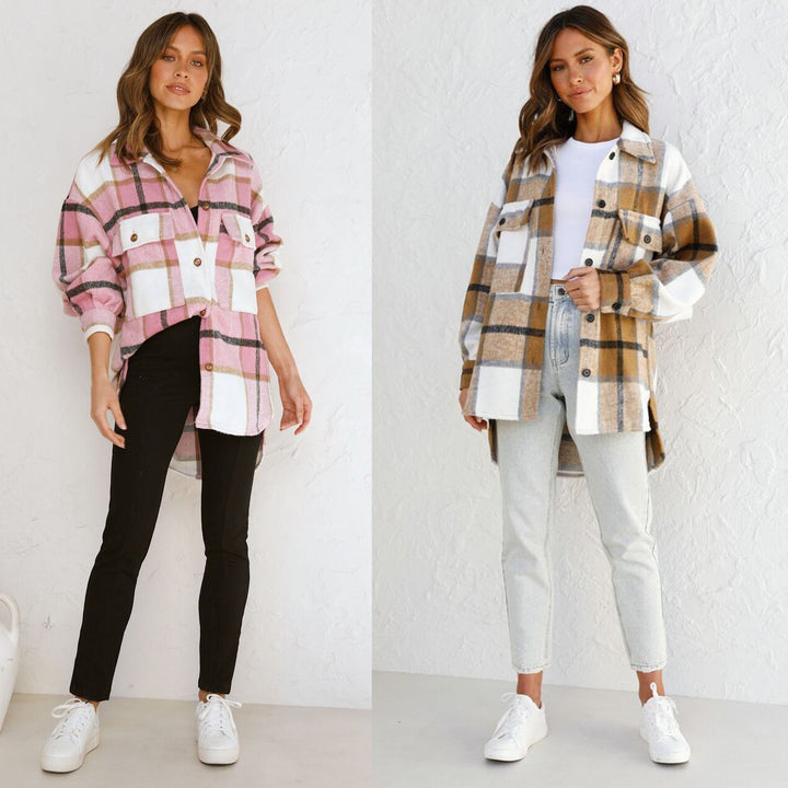 Dame Oversized Karoshirt med praktiske lommer Stilla