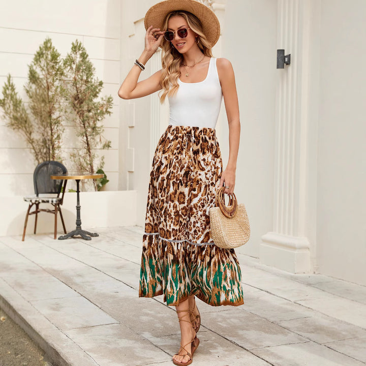 Dame Udsvinget Nederdel med Leopardprint og Frynser Stilla
