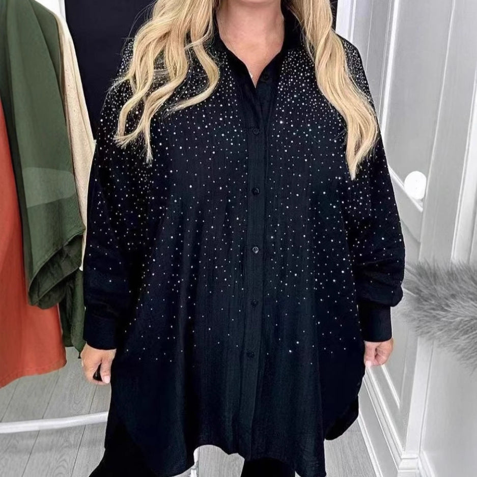 Damebluse med glitrende detaljer og afslappet pasform Stilla
