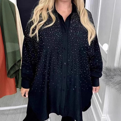 Damebluse med glitrende detaljer og afslappet pasform Stilla