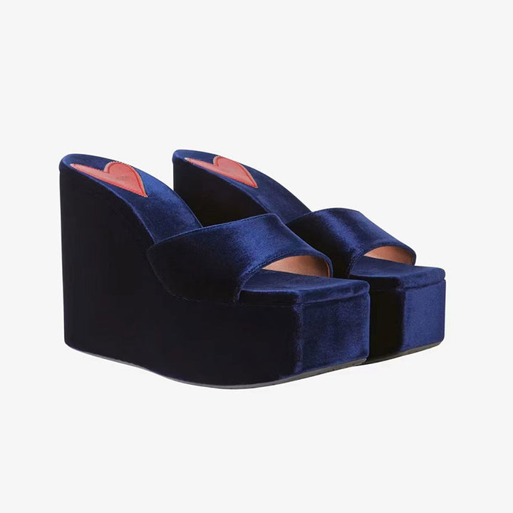 Femme Luksuriøse Samt Platform Slide Sandaler Stilla