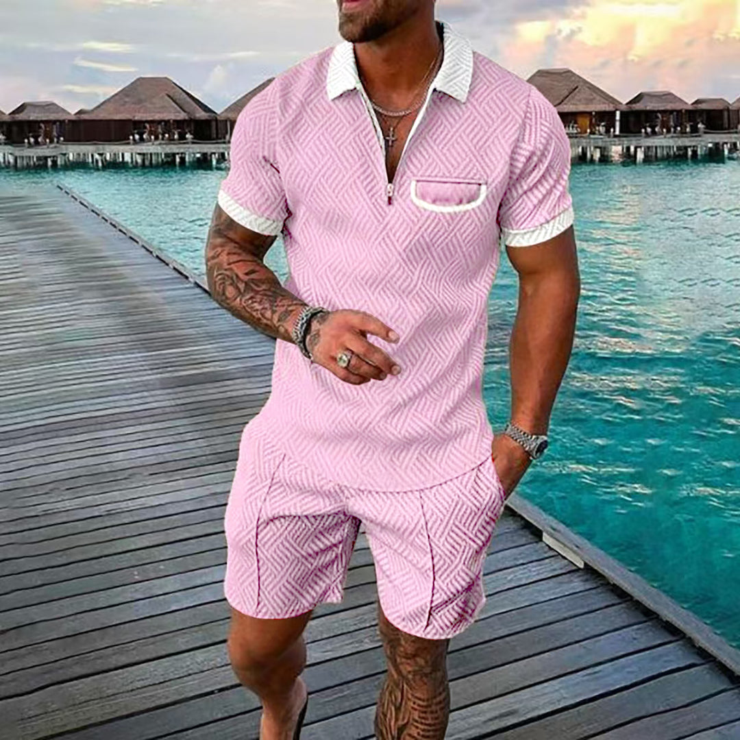 Herrer Kortærmet-Mønster Polo og Shorts Sæt Stilla