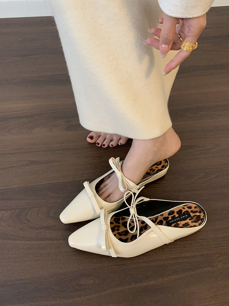 Dame spids-tå slip-on mules med dekorativt sløjfedetalje Stilla