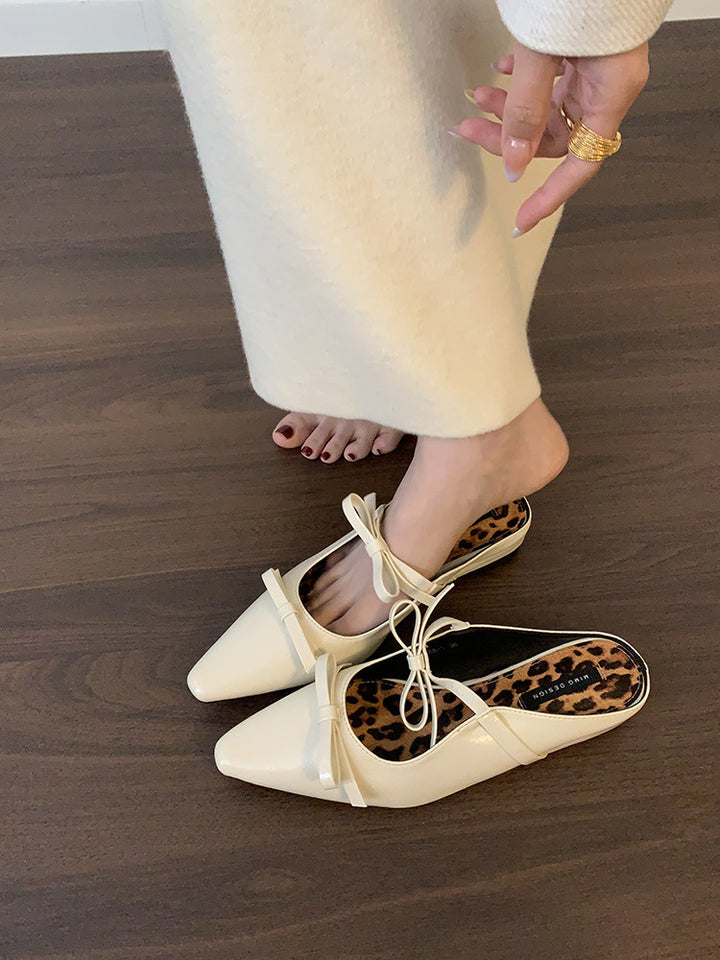 Dame spids-tå slip-on mules med dekorativt sløjfedetalje Stilla