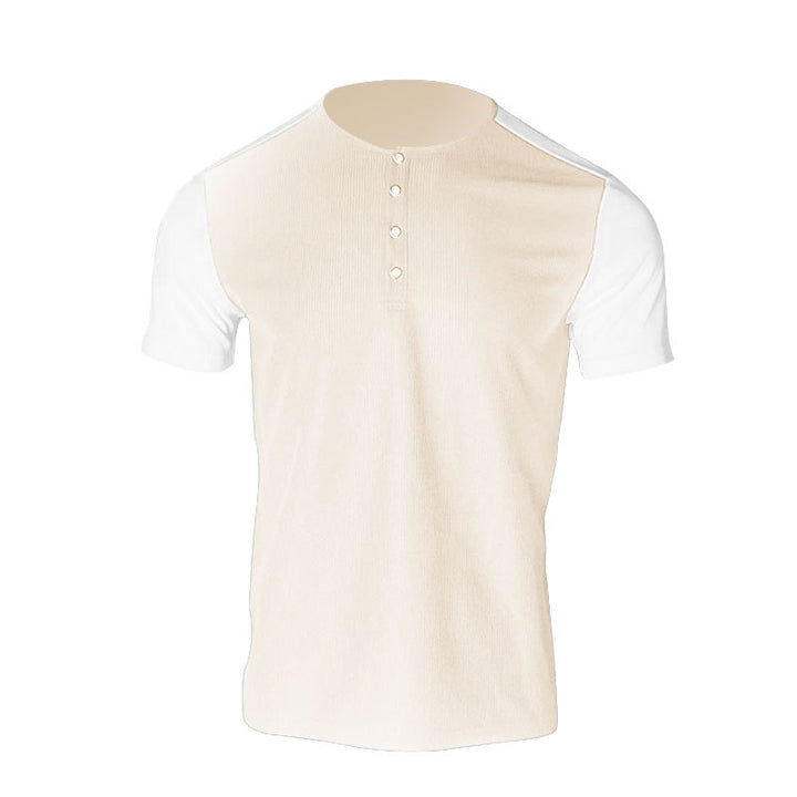 Herrer Korte Ærmer Henley Skjorte med mode Knapper Stilla