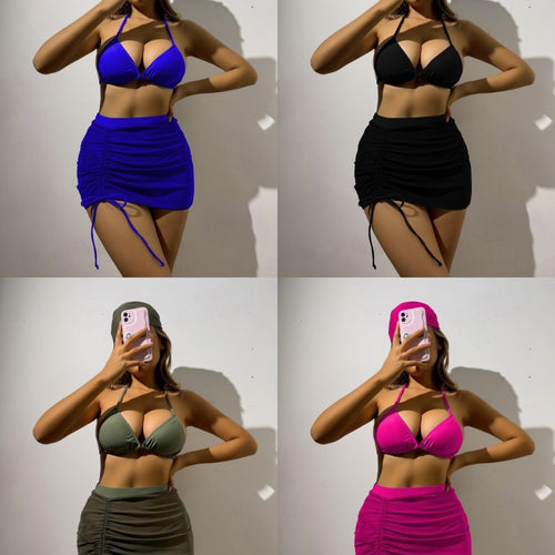 Dame Triangle Bikini Sæt med Mesh Overgang Stilla
